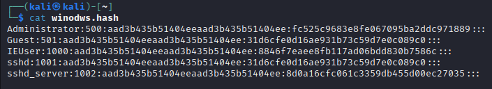 Hashes from Hashdump 